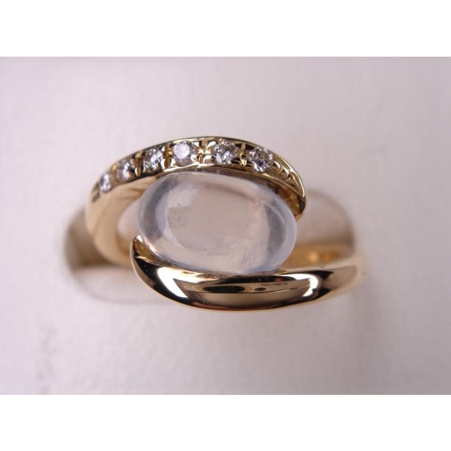 ムーンストーンダイヤモンドリング 18金 天然ムーンストーン リング 1．22ct ダイヤ0．08ct