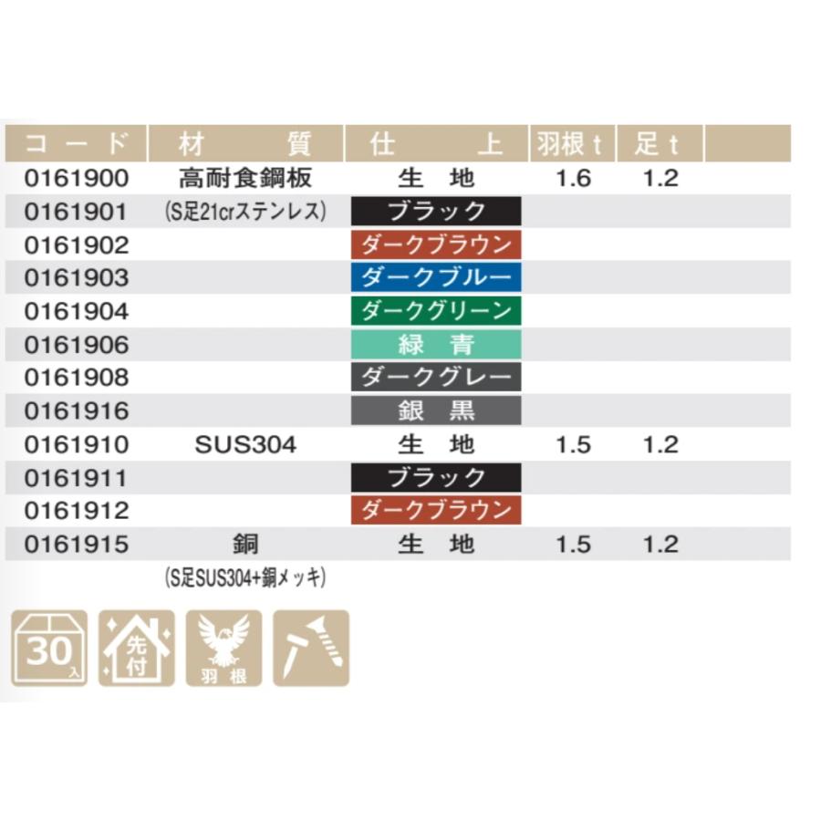 雪止金具 スワロー工業 平葺用 イーグルII S60 SUS304 ステン 生地 30入 D-398 0161910の画像
