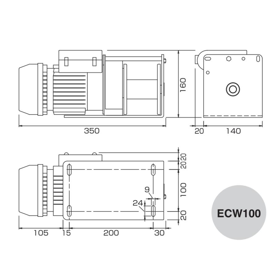 HHH ECW100 電動ウインチ 100kg 揚程10m : 建築土木資材