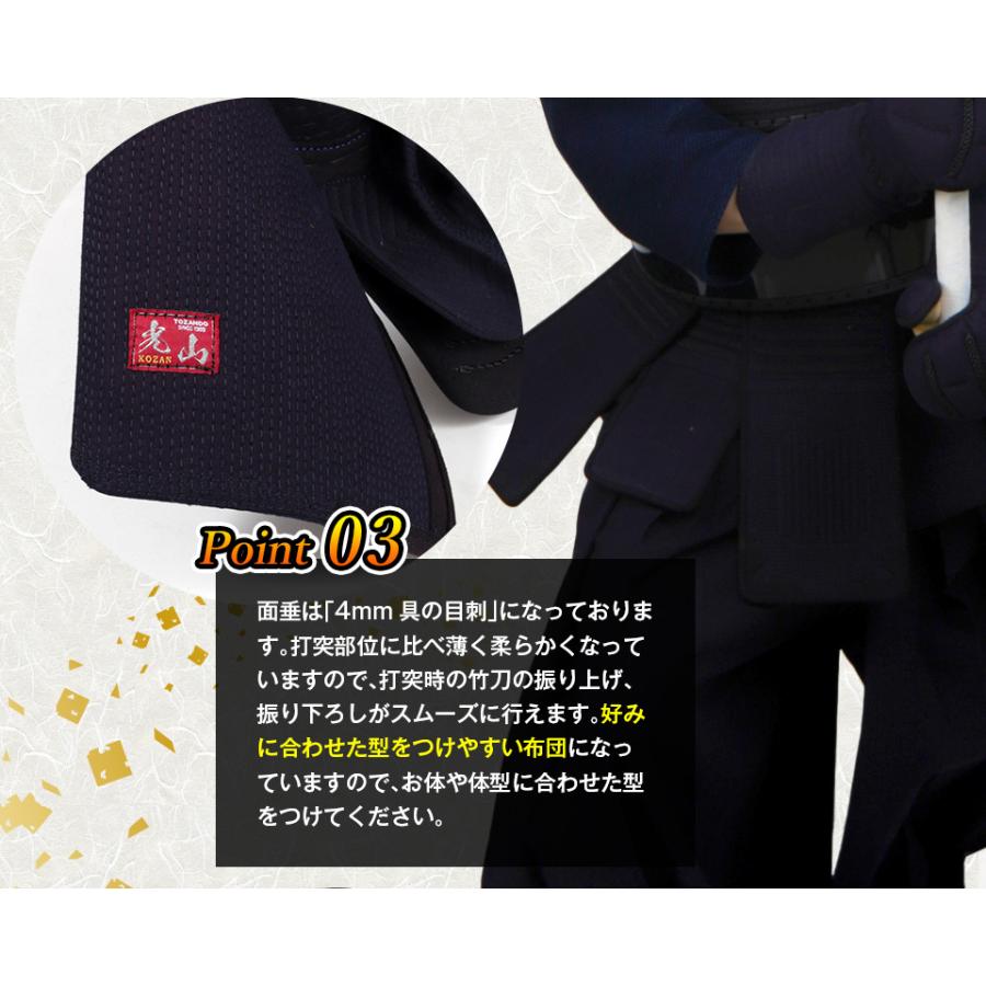 「光山 -KOZAN-」 8mm織刺 剣道防具 面・甲手・垂 3点セット_3