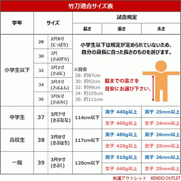 剣道 竹刀 仕組完成品 細身実戦型柄短・吟風W仕組み完成竹刀 豪鬼・鬼姫 ＜SSPシール付＞ 38サイズ (高校生)｜kendo-outlet-ichiba｜04