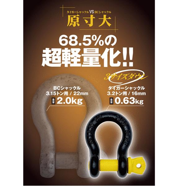 新品 タイガーシャックル 22mm 6.5トン 重量1.53㎏ A0022T タイガーシャックル 22mm 使用荷重6.5ton 超小型軽量シャックル A0022T