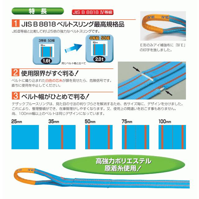 TESAC ブルースリングIV 50mm×8m(荷重2.0t) JIS4等級 両端アイ 