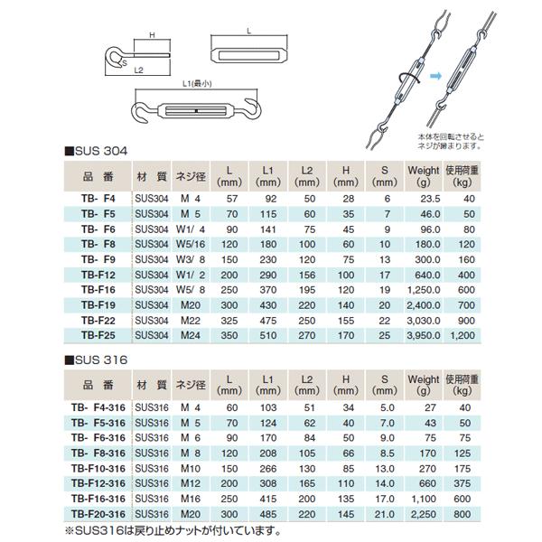 ふじわら ターンバックル(フック) ネジ径M16 使用荷重600kg ふじわら ターンバックル(フック) ネジ径M16 使用荷重600kg