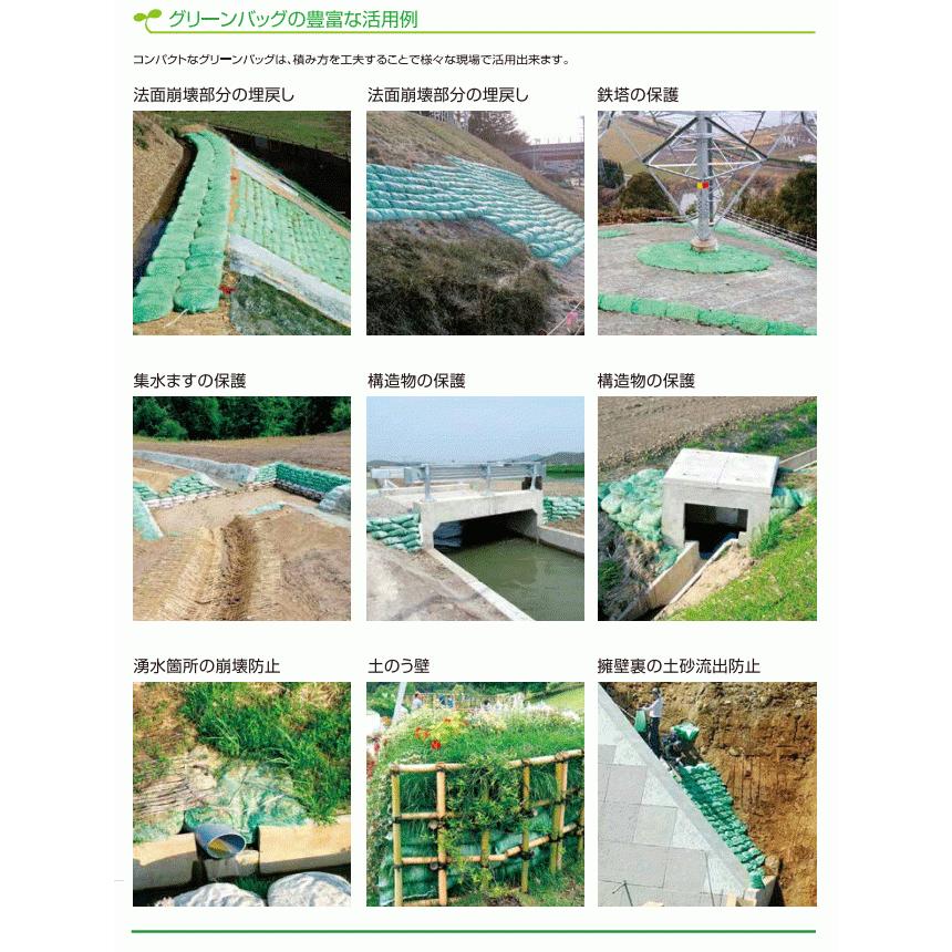 ロンタイ】 植生土のう グリーンバッグ 100枚(1箱) 種子・肥料を全面