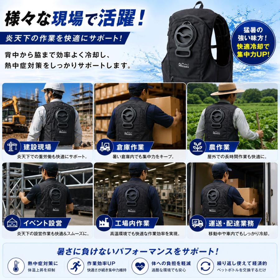 暑さ対策・冷却グッズ Ahissu ICE WATER COOLING VEST PRO Ah!ISSU アイスウォータークーリングベストプロ ICW001 ブラック 熱中