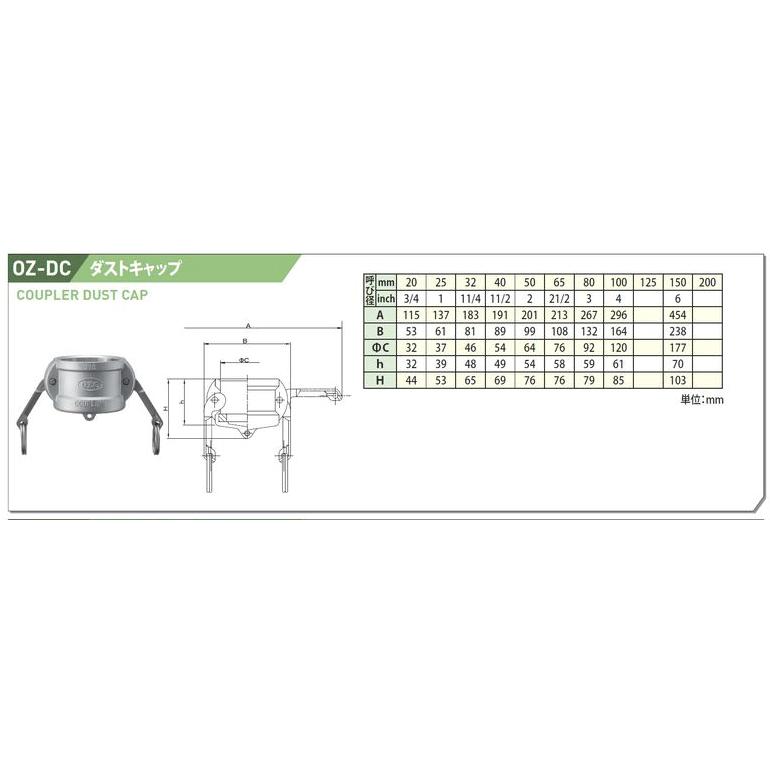 レバーカップリング　6インチ　150A　マックスロック　MAX-DC　カムロック　アルミニウム製　ダストキャップ