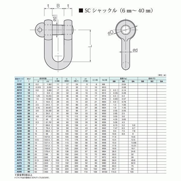 コンドーテック KONDO 規格シャックル 16mm 使用荷重1.6tf SC