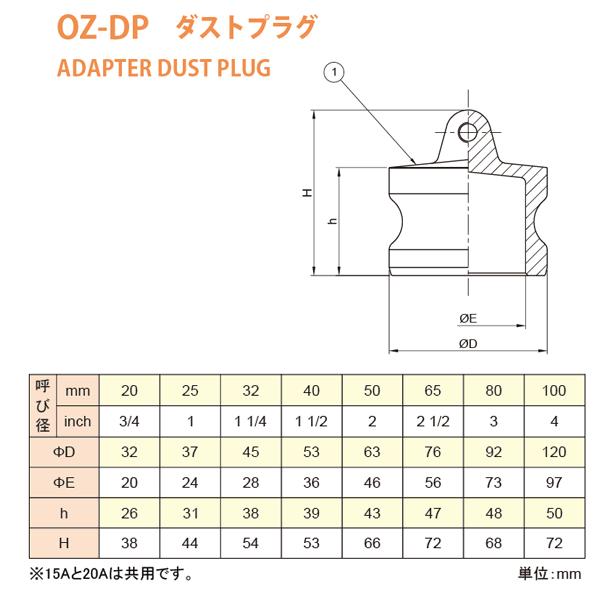 【10個セット】小澤物産　11/2インチ　40A　OZCレバーカップリング　ダストプラグ　OZ-DP　ブロンズ製　カムロック_1