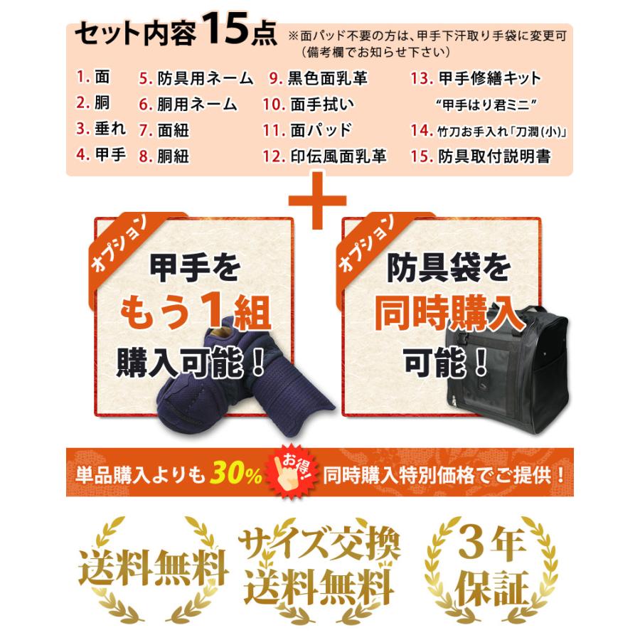 剣道屋 【新入生応援】小中高生向 防具一式 全15点『隼』 剣道