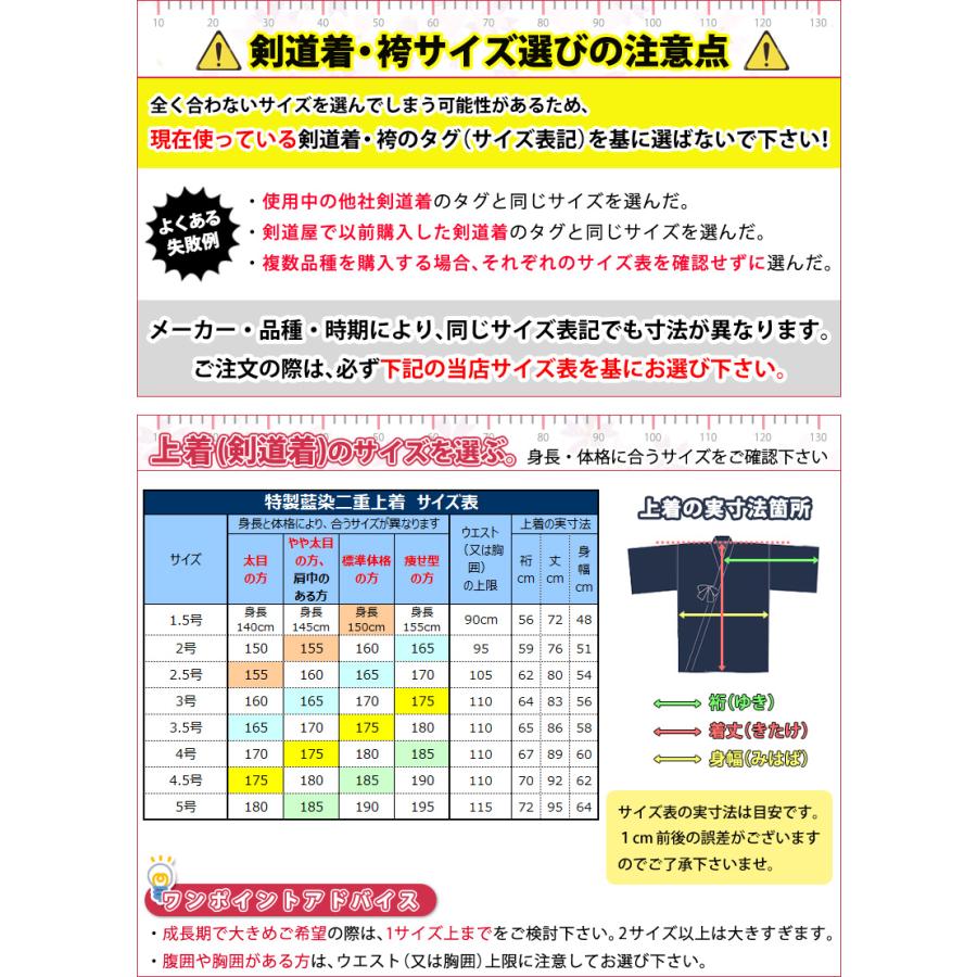 剣道屋 正藍染 上下セット ○「特製正藍染二重・実戦型剣道着＋正藍染