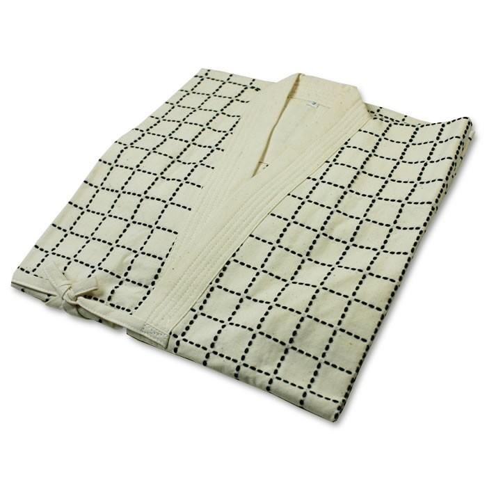 加工所取寄せ品】 剣道 白 生成 碁盤 ○白碁盤刺（綿100％）【 剣道着