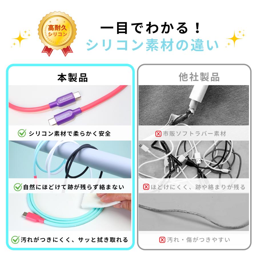 爆買 【2点目半額】シリコン iPhone 急速充電ケーブル 65W 太め 柔らか 絡まない USB タイプC 純正品質 0.25m/0.5m/1m/1.5m/2m USB-A to TypeC iphone 17 | iPhone | 20
