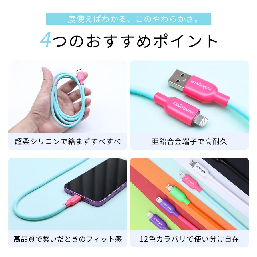 爆買 【2点目半額】シリコン iPhone 充電ケーブル PD27W 急速充電 太め 柔らか 絡まないタイプC ライトニング 純正品質 0.25m/0.5m/1m/1.5m/2m C to Lightning | iPhone | 13