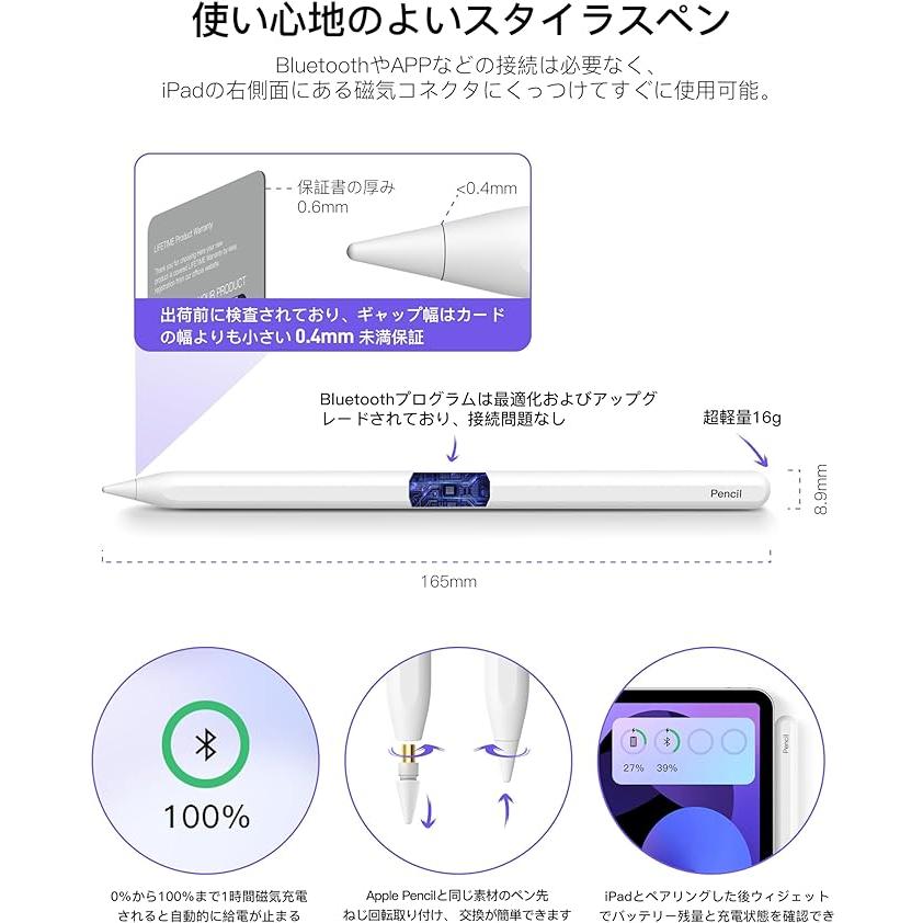 iPad タッチペン ペンシル アップルペンシル ワイヤレス急速充電 iPad タッチペン ペンシル アップルペンシル ワイヤレス急速充電