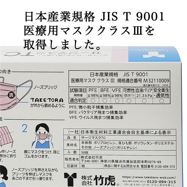 サージマスクTC Sサイズ ピンク 50枚入×10個セット - 竹虎 [サージカル