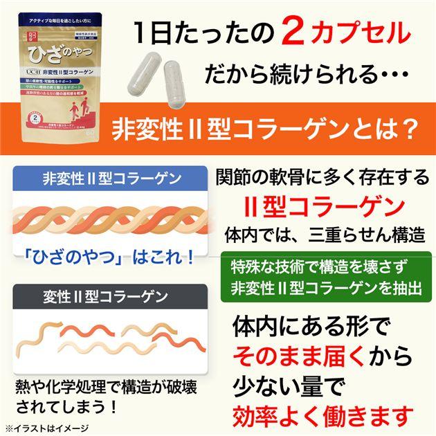 ココカラダ ひざのやつ 非変性2型コラーゲン UC-II [機能性表示食品] 180日分 60カプセル×6個セット - 健人 [ひざ関節/サプリ]_3