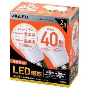 LED電球 E26 広配光 40形相当 電球色 2個セット（20000時間）×5個　　LDA5L-G-4T6-E2P｜kenjoy