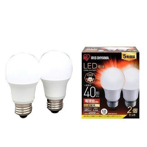 LED電球 E26 広配光 40形相当 電球色 2個セット　　LDA4L-G-4T62P｜kenjoy