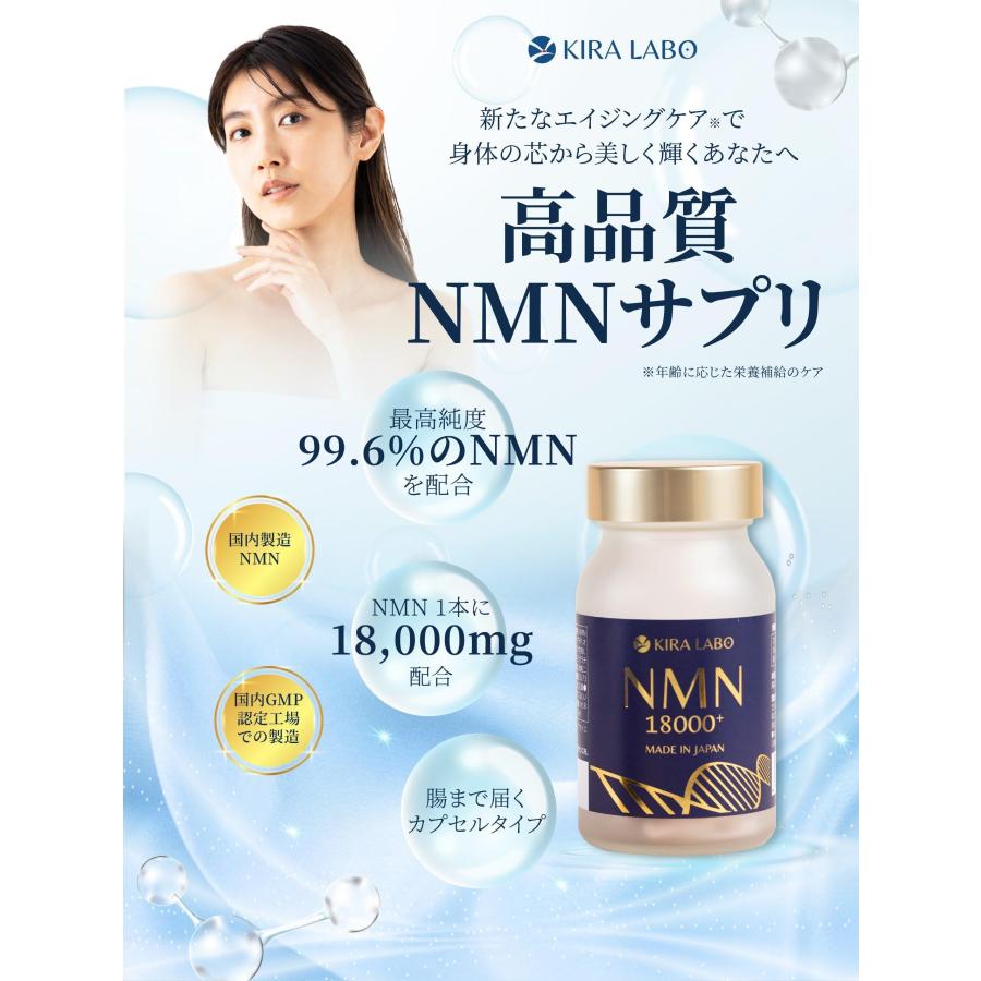 NMN 18000 2個セット KIRA LABO NMN18000+ 90粒 2本セット : 健康な髪ドットコム