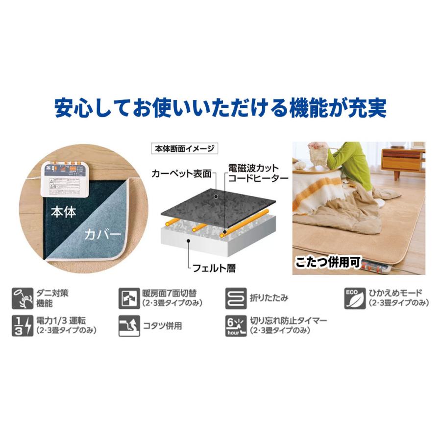 ゼンケン　電磁波カット　ホットカーペット　２畳用 ゼンケン 電気ホットカーペット 2畳タイプ カバー付き カーペット