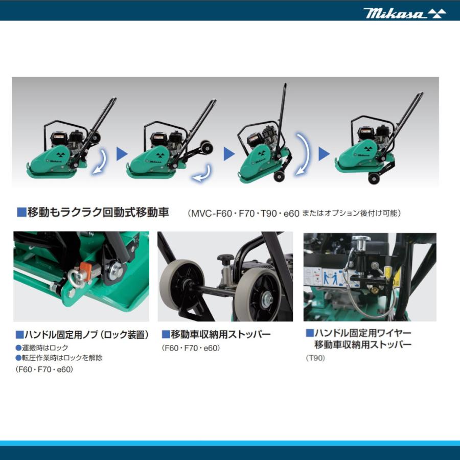 三笠産業 プレートコンパクター MVC-F70H Crt 回転式移動車 ストレートハンドル型 転圧機 プレートランマー MIKASA 三笠 ...
