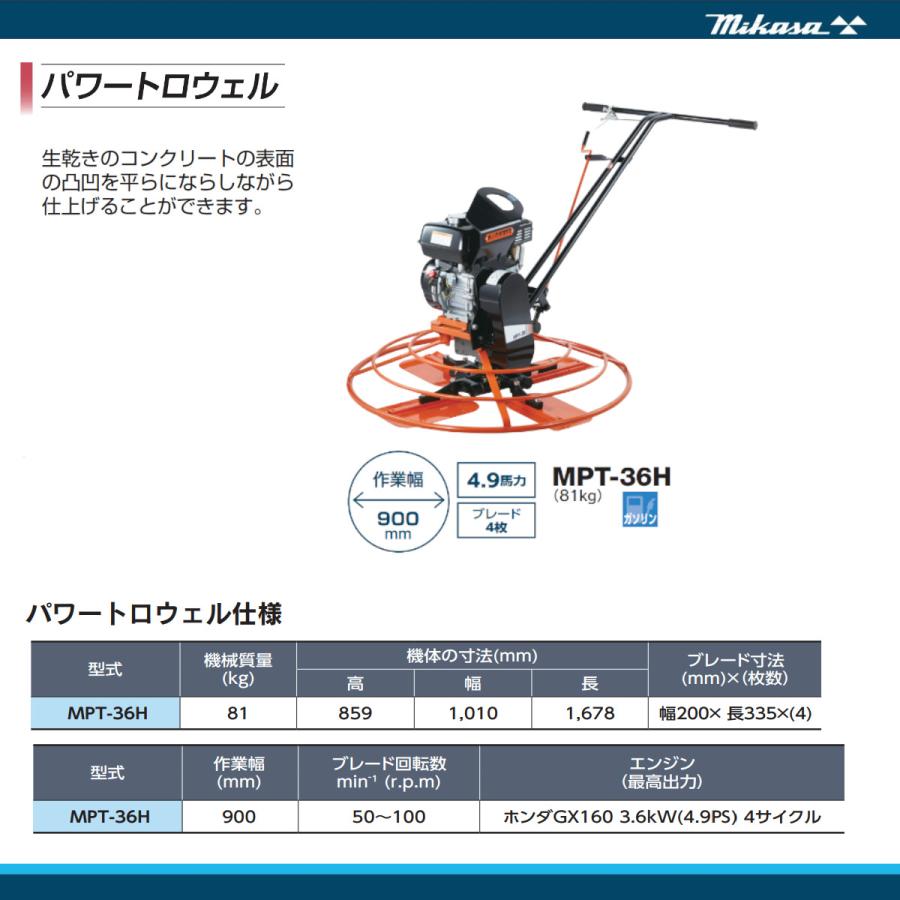 三笠産業 パワートロウェル MPT-36H 作業幅 900mm ブレード4枚 特殊 