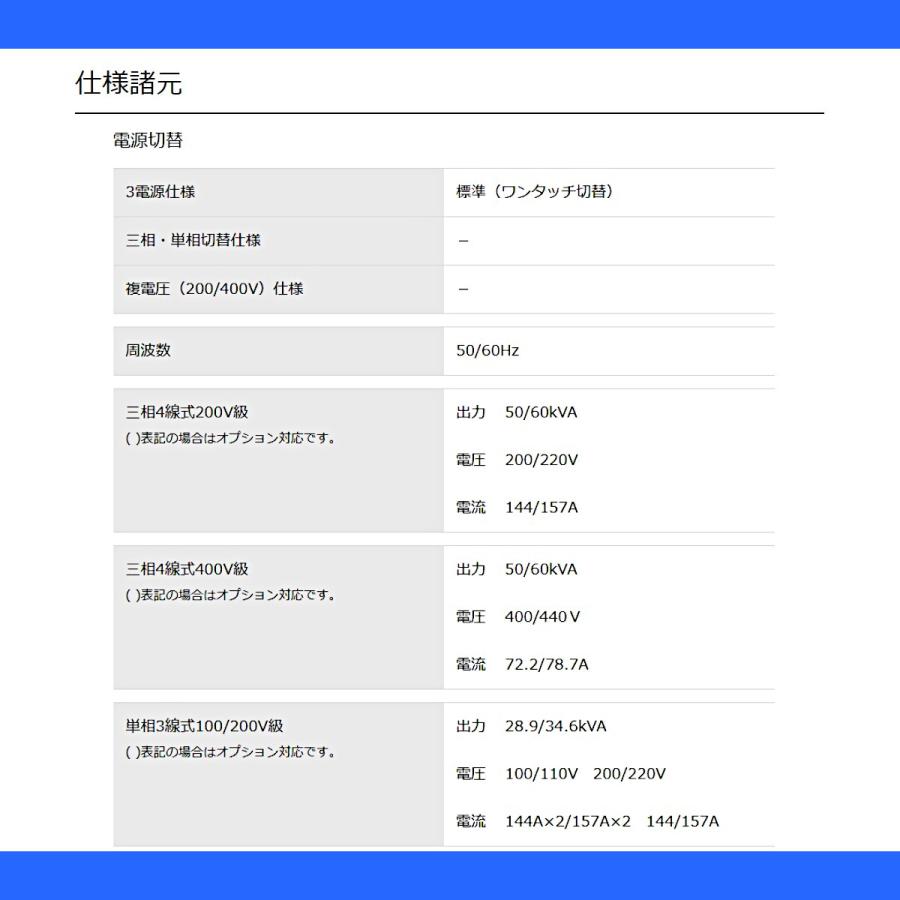 デンヨー 発電機 DCA-100USI3 複電圧仕様 三相 200V 400V オプション