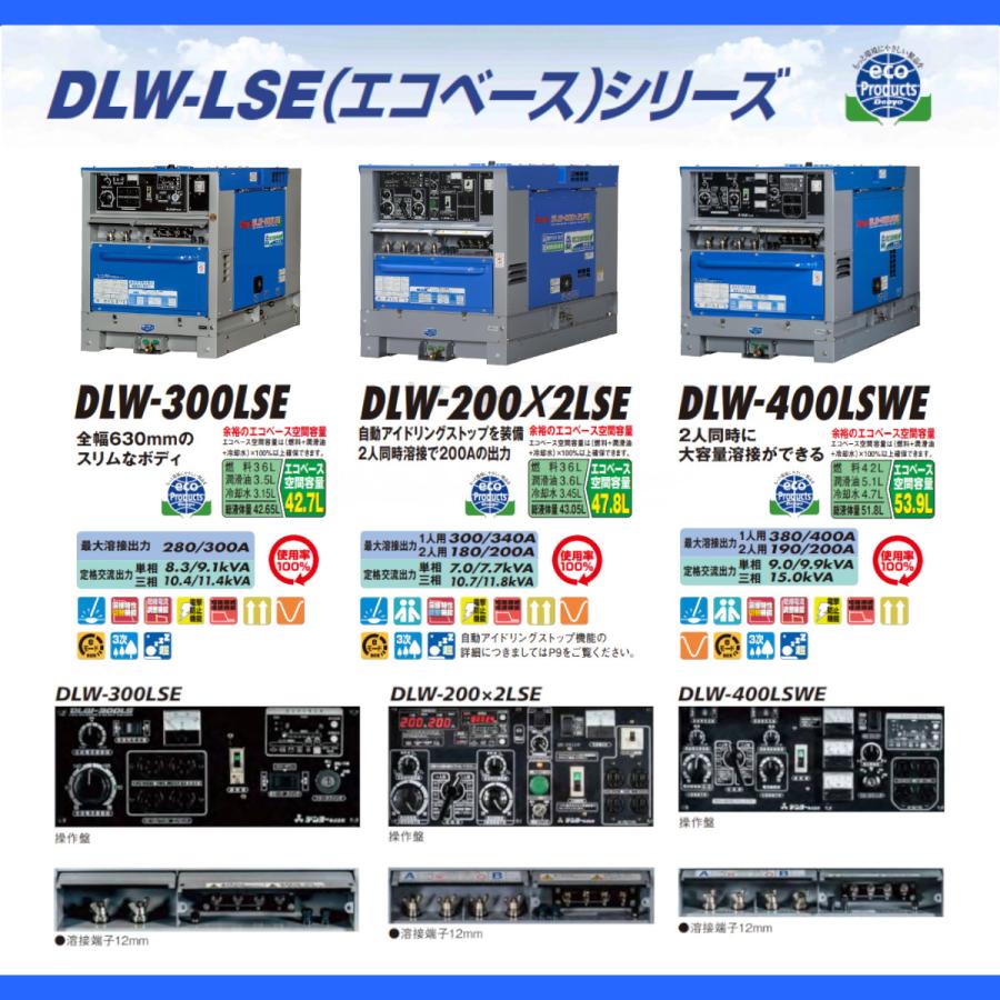 デンヨー 溶接機 DLW-200×2LSE DLW200×2LSE ディーゼル エンジン式
