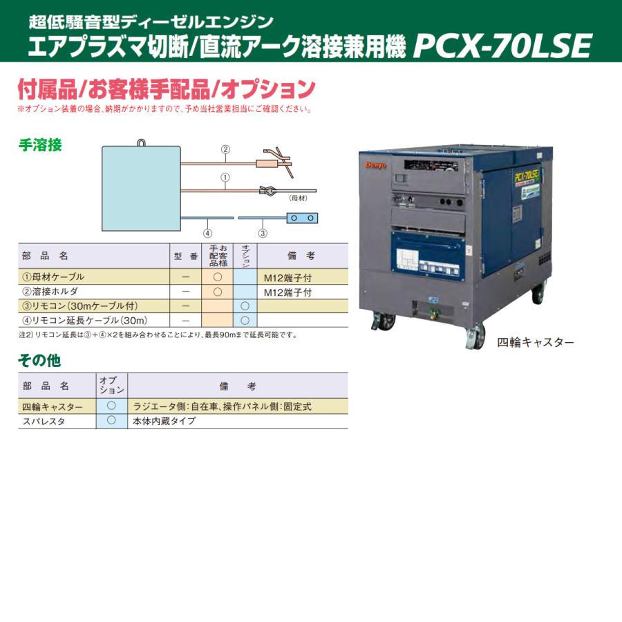 デンヨー 溶接機 PCX-70LSE エアプラズマ切断 直流アーク溶接 デンヨー 溶接機 PCX-70LSE エアプラズマ切断 直流アーク溶接