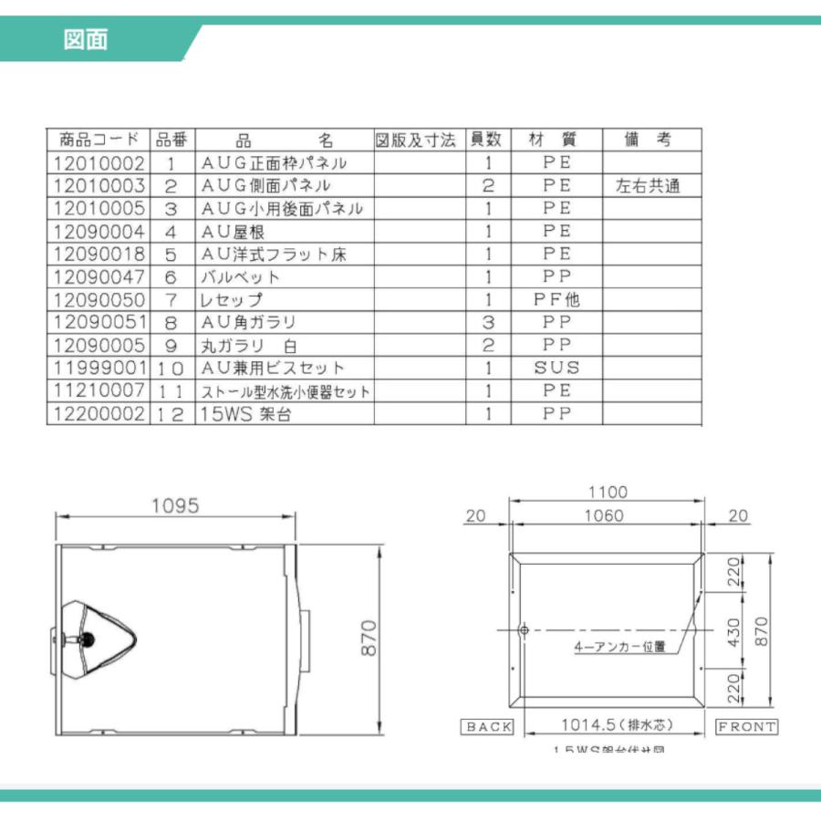 旭ハウス工業 仮設トイレ 水洗式 AUG-SUW+15WS 小便器 仮設便所 旭ハウス工業 仮設トイレ 水洗式 AUG-SUW+15WS 小便器 仮設便所