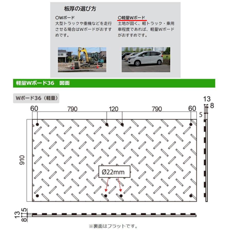 WPT 軽量Wボード 3×6尺 2枚セット 厚さ13mm 片面凸 敷板 樹脂製 プラシキ コンパネ こうじばん プラスチック プラ板 養生板 農業 林業 イベント 建設 土木 造園｜kenki-land｜07