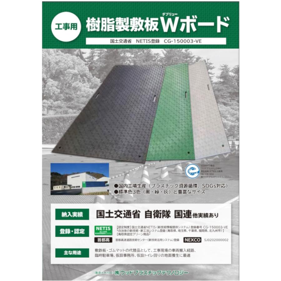 WPT Wボード 4×8尺 10枚セット 厚さ20mm 両面凸  緑 グリーン 敷板 樹脂製 プラシキ コンパネ こうじばん プラ板 養生板 農業 林業 イベント 建設 土木 造園｜kenki-land｜06