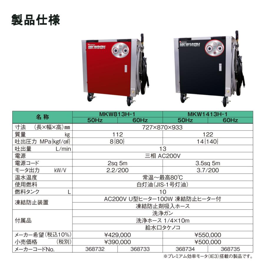 丸山製作所 温水高圧洗浄機 MKW1413H-1 三相200V 温水タイプ 洗浄ガン 洗浄ホース 給水口タケノコ 付  建築 建設 土木 農業 土場 洗浄 現場｜kenki-land｜06