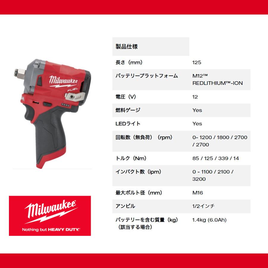 ミルウォーキー インパクトレンチ M12 FIWF12-0C JP ケース付き