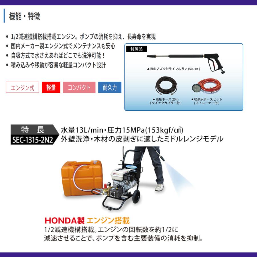 K1 ☆スーパー工業 エンジン式高圧洗浄 SEC-1310-2N-TA ホース KT1