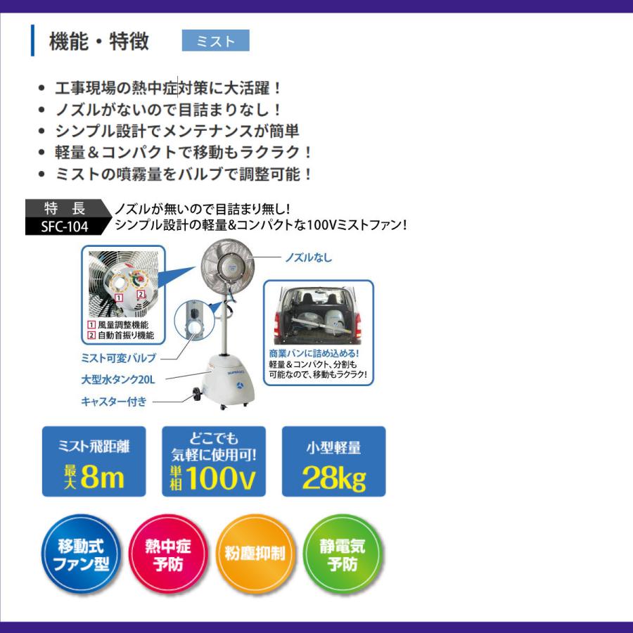スーパー工業 ミスト発生機 SFC-104-50 簡易移動式ファン型 50Hz 単相