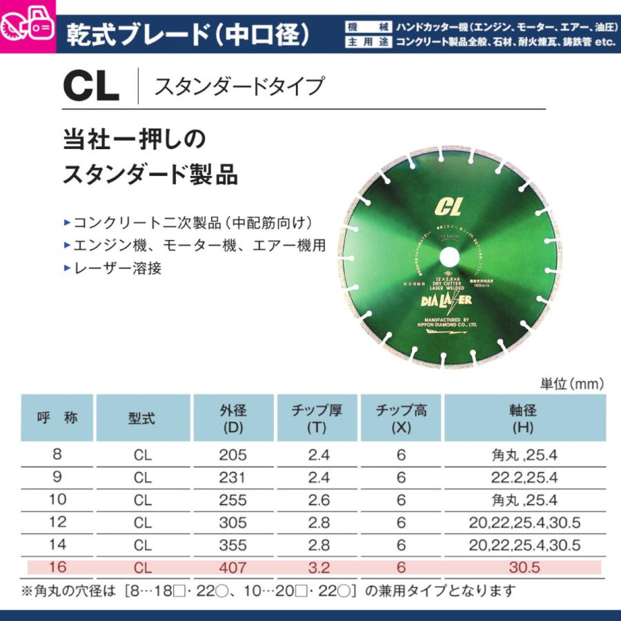日本ダイヤモンド ブレード CL (16) 30.5H 407mm 乾式 乾式ブレード 中