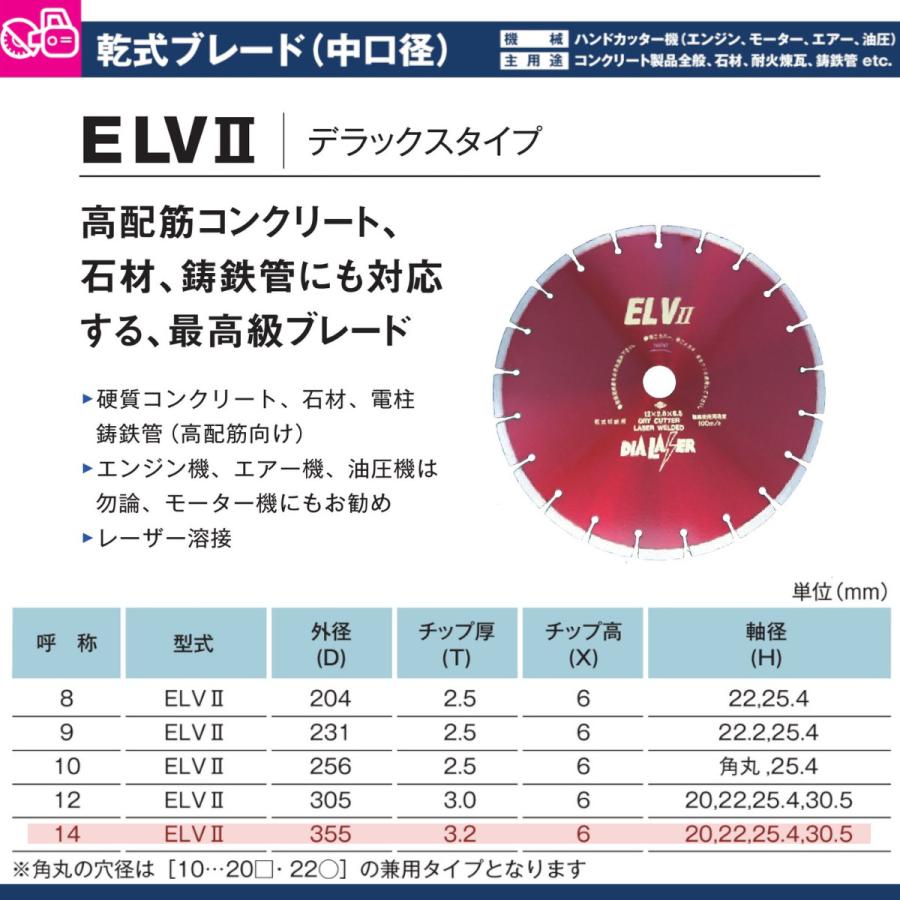 日本ダイヤモンド ブレード ELV2 (14) 30.5H 355mm 乾式 乾式ブレード