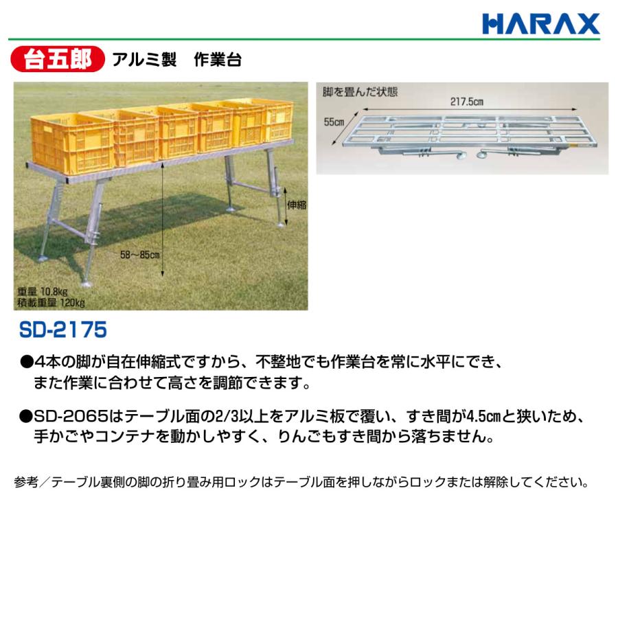 日本製　システム家具　ばら売り送料込み　A ハラックス 作業台 SD-2175 SD2175 台五郎 アルミ製 積載重量120kg