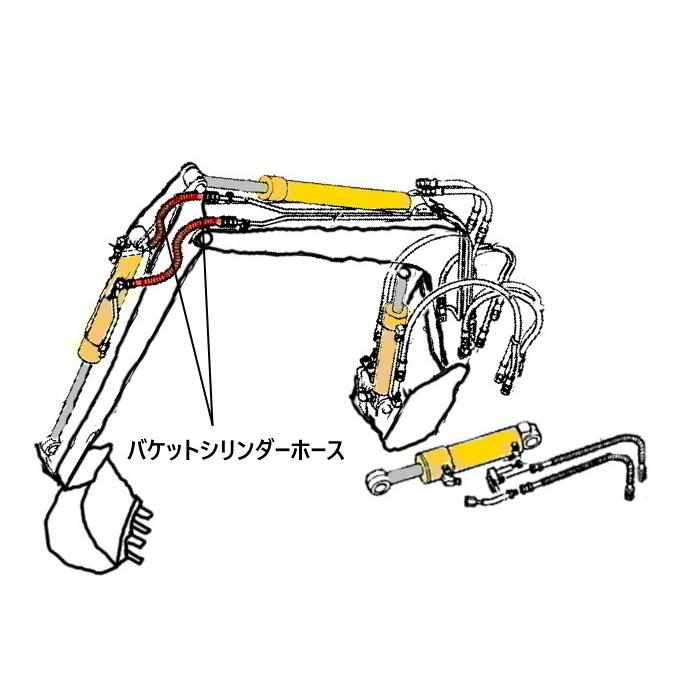 コマツ PC28UU-2 バケットシリンダーホース 2本セット (中間）の通販は