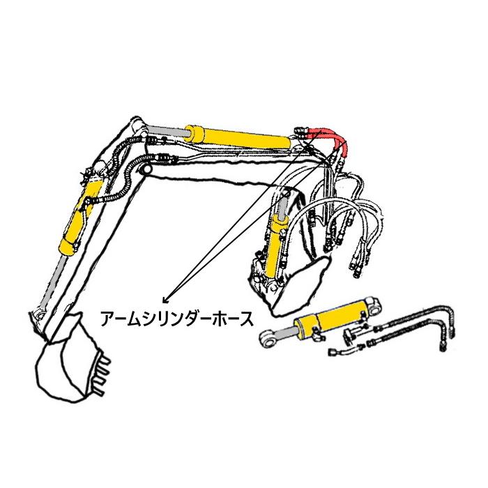 B6U アームシリンダーホース 2本セット 【増値】 (先端）#00501B〜