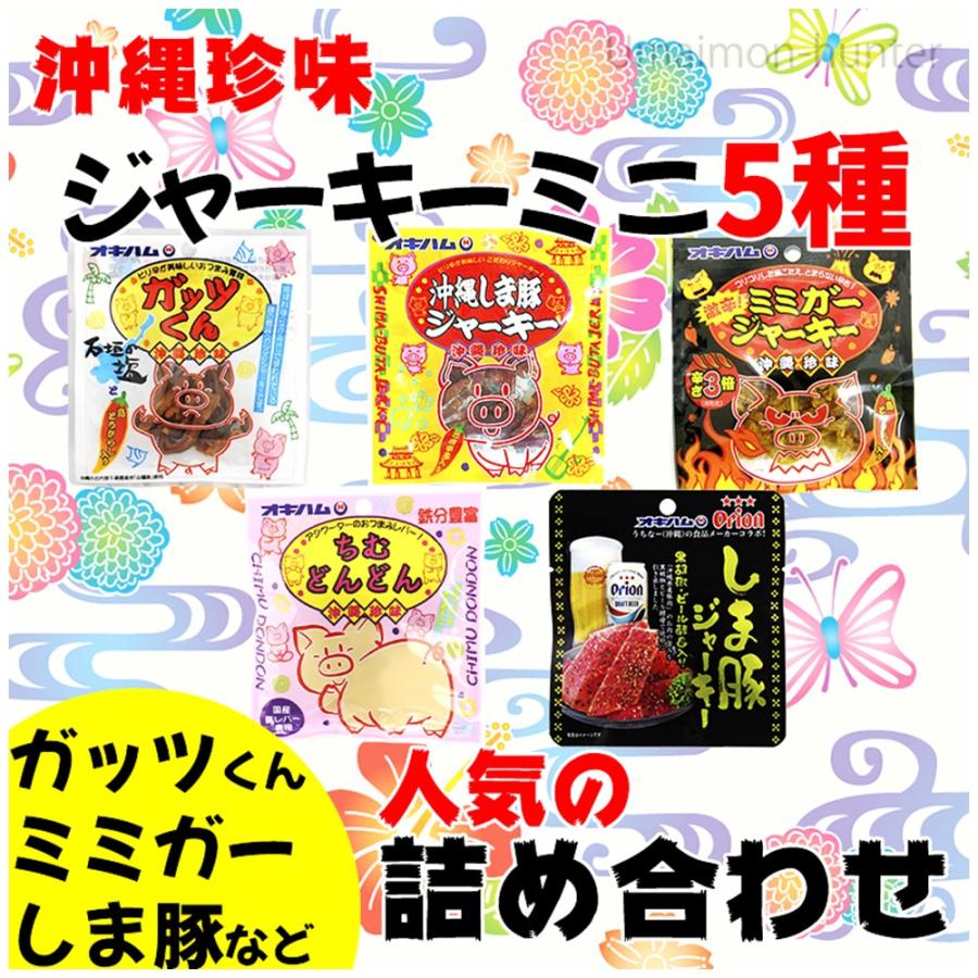 オキハムジャーキーミニ5種セレクト 沖縄ハム総合食品 沖縄 人気 定番 おつまみ｜kenko-batake｜02