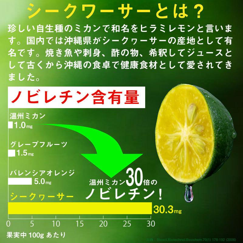 オキナワ シークヮーサージュース100%果汁 500ml×12本 オキハム 沖縄 土産 南国フルーツ シークワーサー ノビレチン｜kenko-batake｜03