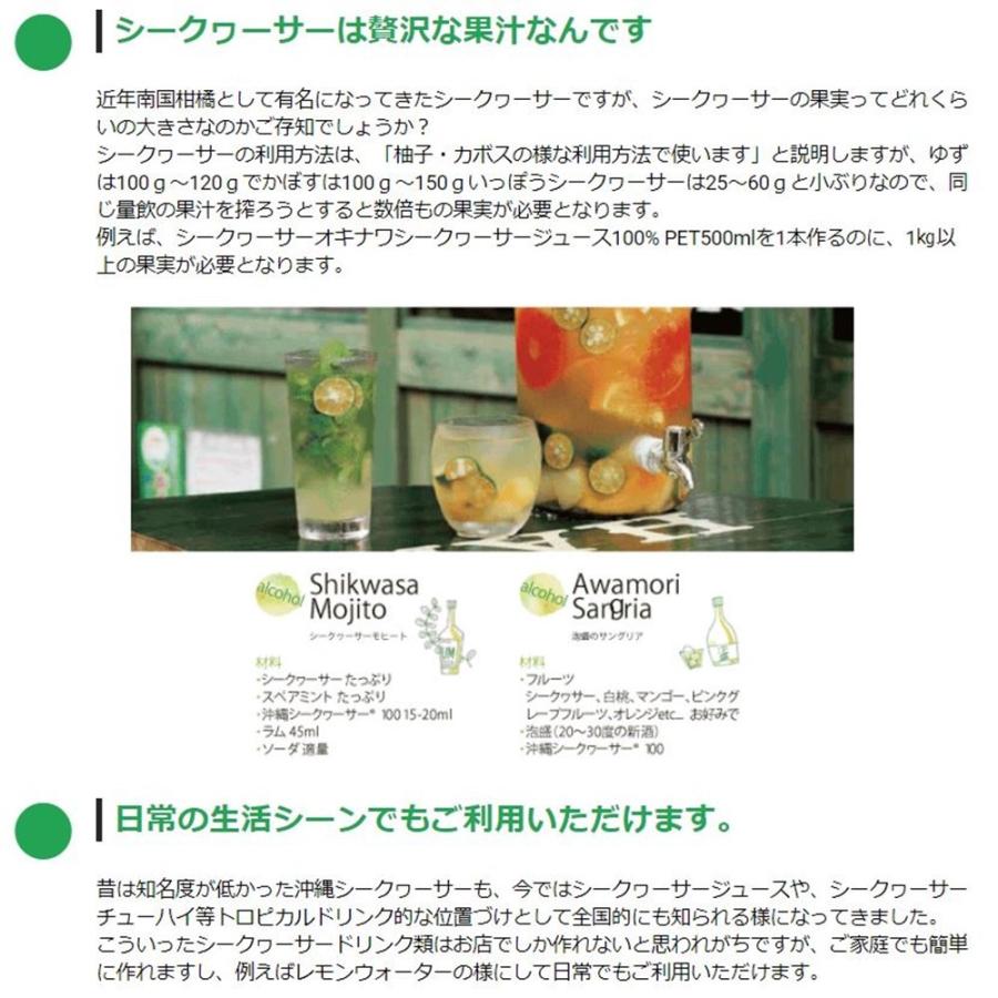オキナワ シークヮーサー 100 500ml×20本 オキハム 沖縄 土産 南国フルーツ シークワーサー ノビレチンの画像