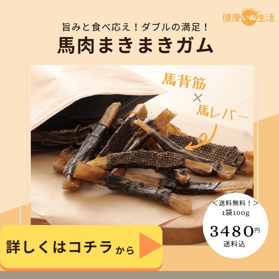 犬 アレルギー おやつ 無添加 馬肉 まきまきガム 100g レバー 背筋 巻き まき 長持ち ジャーキー 低アレルゲン 歯磨き 硬い 公式｜kenko-dog｜02