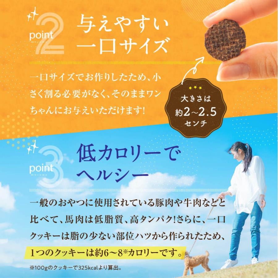 犬 クッキー 無添加 おやつ 馬肉 ハーツ 一口 クッキー 90g アレルギー ミニ 食べやすい 食いつき 低アレルゲン ビスケット シニア｜kenko-dog｜04