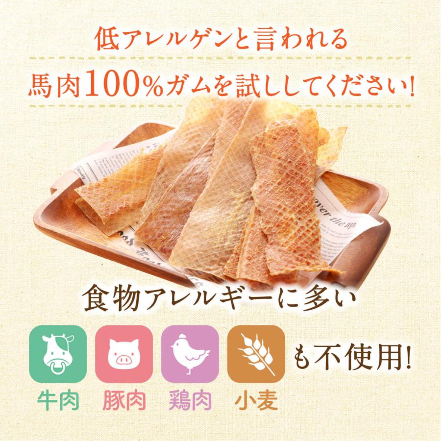 犬 アレルギー おやつ 無添加 馬肉かみかみガム【ロング】70g×1袋  長持ち ジャーキー 低アレルゲン ソフト シニア 歯磨き お徳用 大容量｜kenko-dog｜04