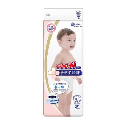 グーンプラス 敏感肌設計 テープ BIGサイズ 42枚(おむつ) :1051-4902011842197:ケンコーエクスプレス - 通販 -  Yahoo!ショッピング