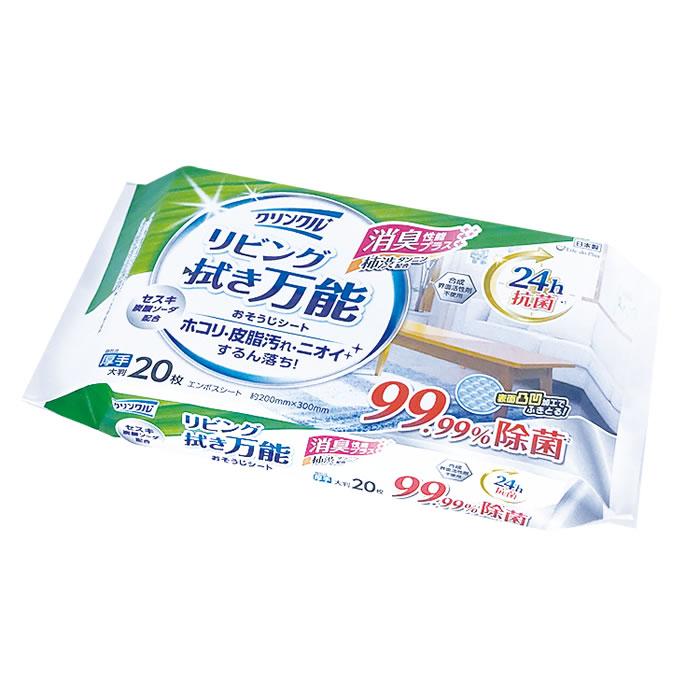 ライフ堂]クリンクル リビング拭き万能おそうじシート 20枚入り